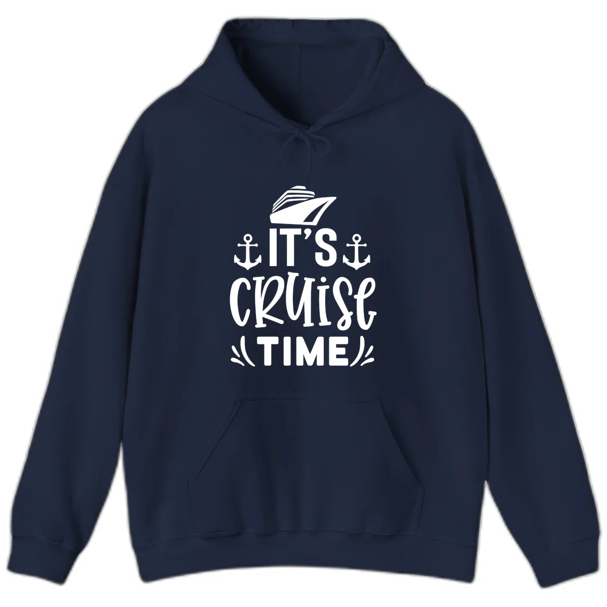 It's Cruise Time Nautical Anchor Hoodie in Navy