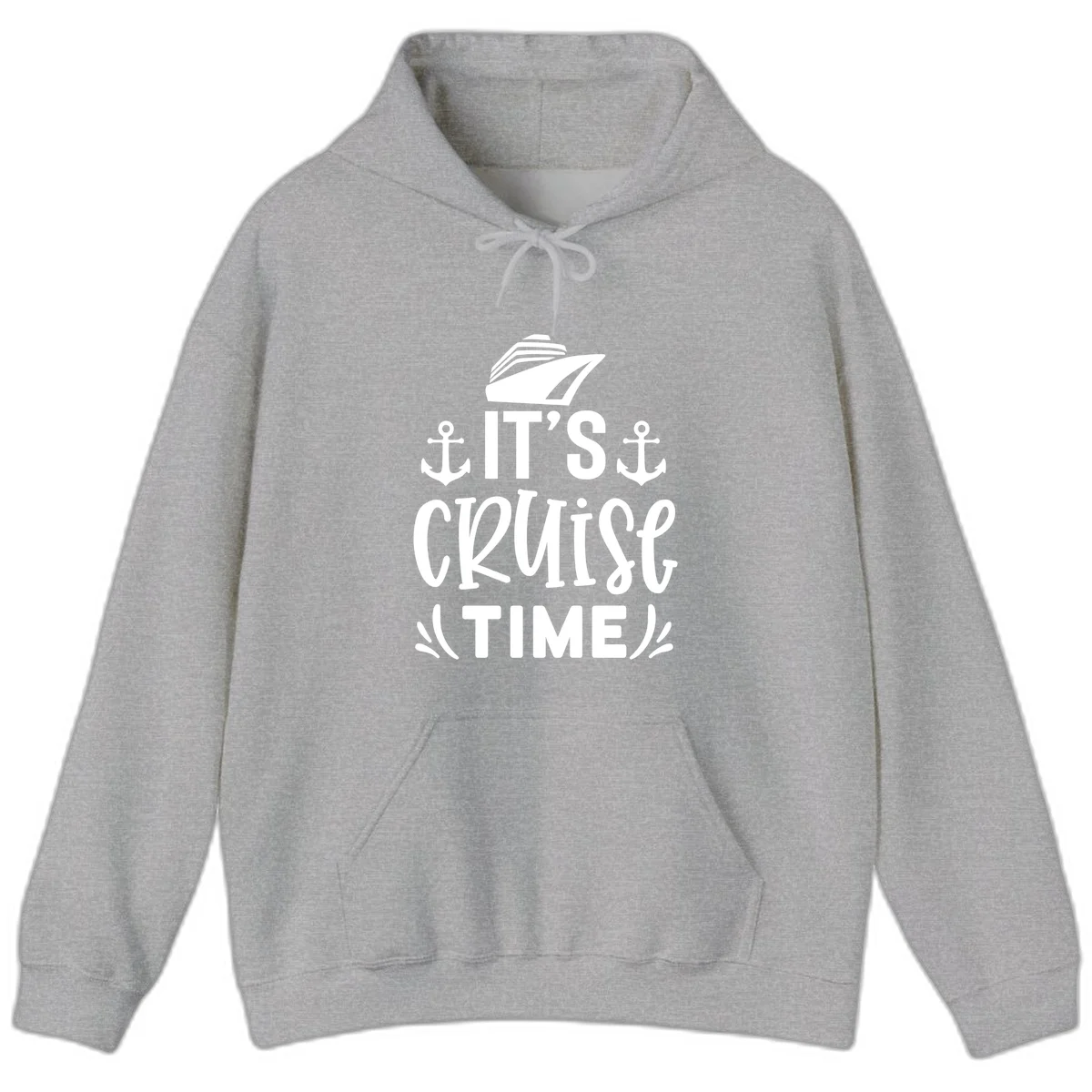 It's Cruise Time Nautical Anchor Hoodie in Sport Grey
