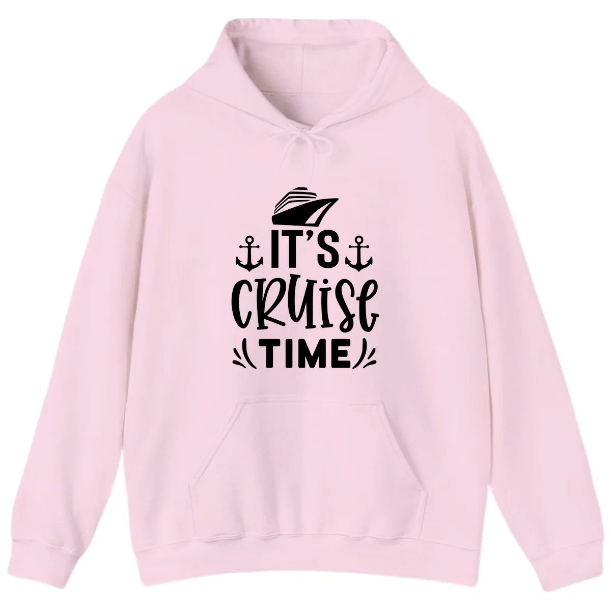 It's Cruise Time Nautical Anchor Hoodie in Light Pink