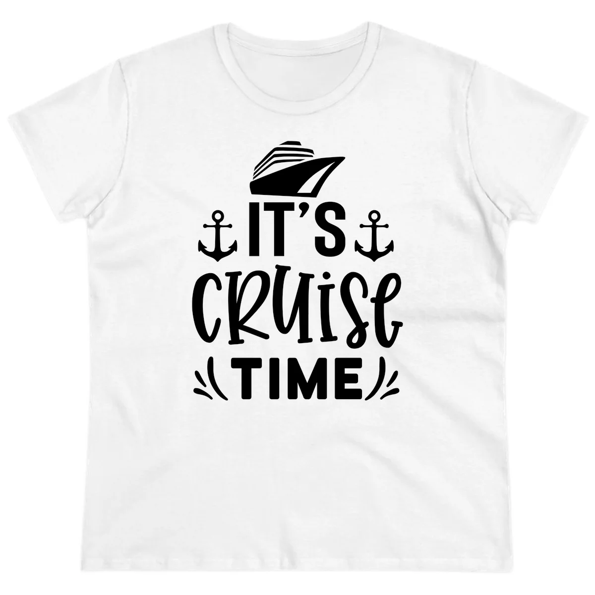 It's Cruise Time Nautical Anchor Ladies Tee in White