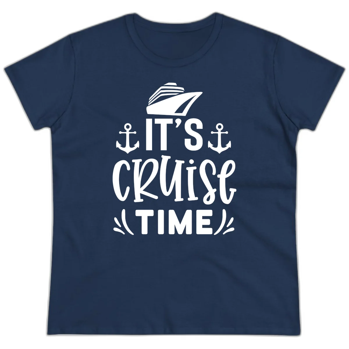 It's Cruise Time Nautical Anchor Ladies Tee in Navy
