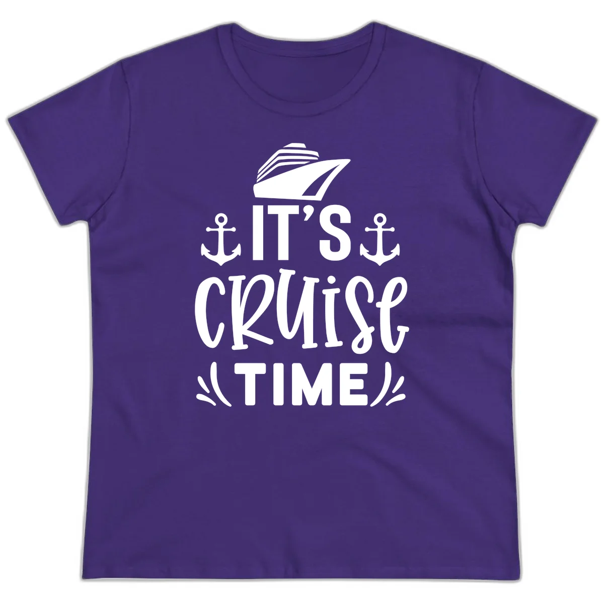 It's Cruise Time Nautical Anchor Ladies Tee in Purple