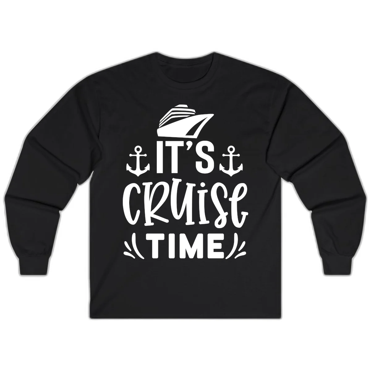 It's Cruise Time Nautical Anchor Long Sleeve in Black