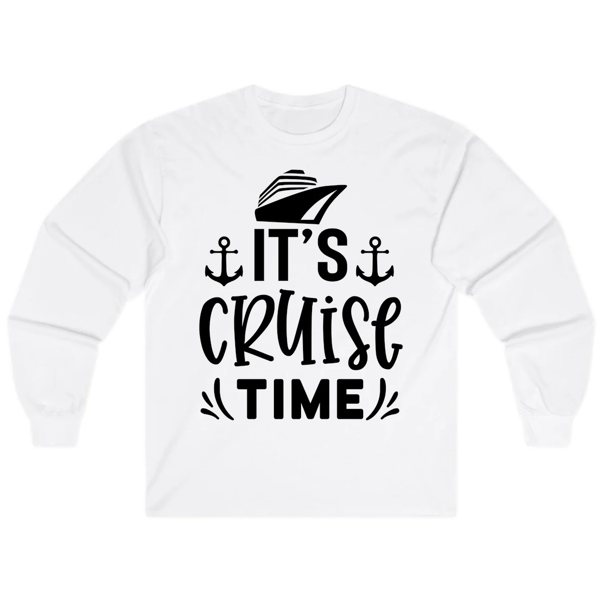 It's Cruise Time Nautical Anchor Long Sleeve in White