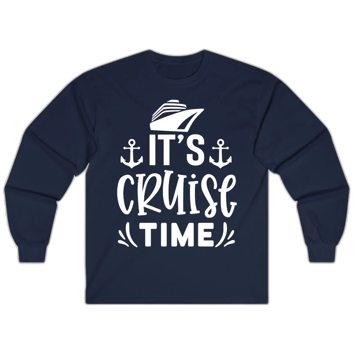 It's Cruise Time Nautical Anchor Long Sleeve in Navy
