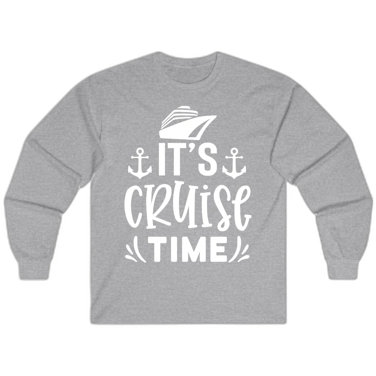 It's Cruise Time Nautical Anchor Long Sleeve in Sport Grey