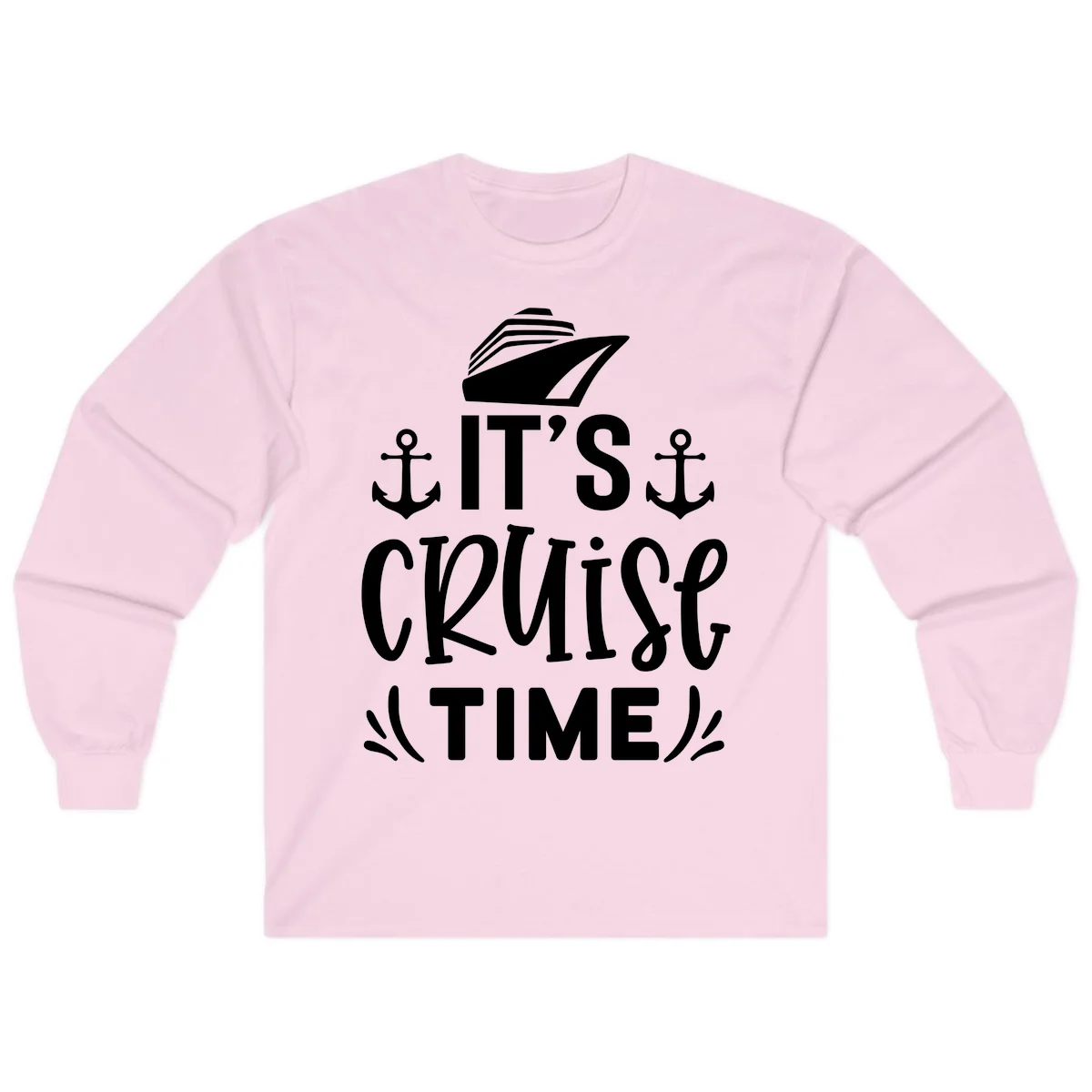 It's Cruise Time Nautical Anchor Long Sleeve in Light Pink