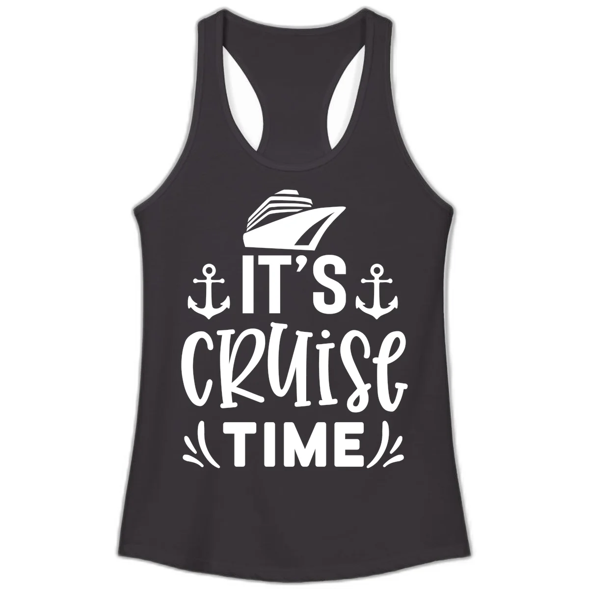 It's Cruise Time Nautical Anchor Ladies Tank in Black