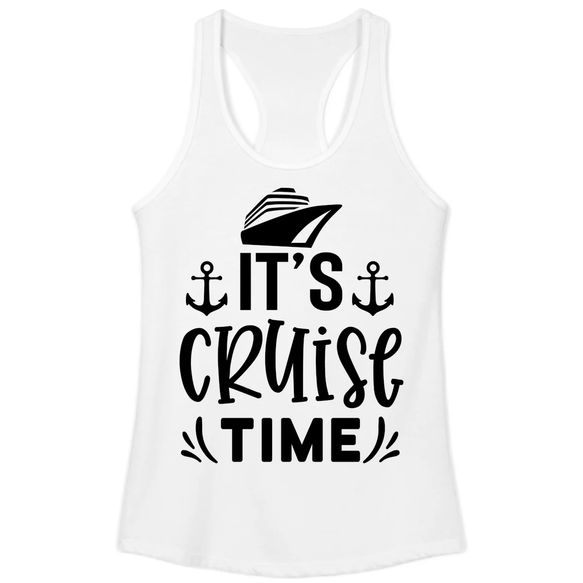 It's Cruise Time Nautical Anchor Ladies Tank in White