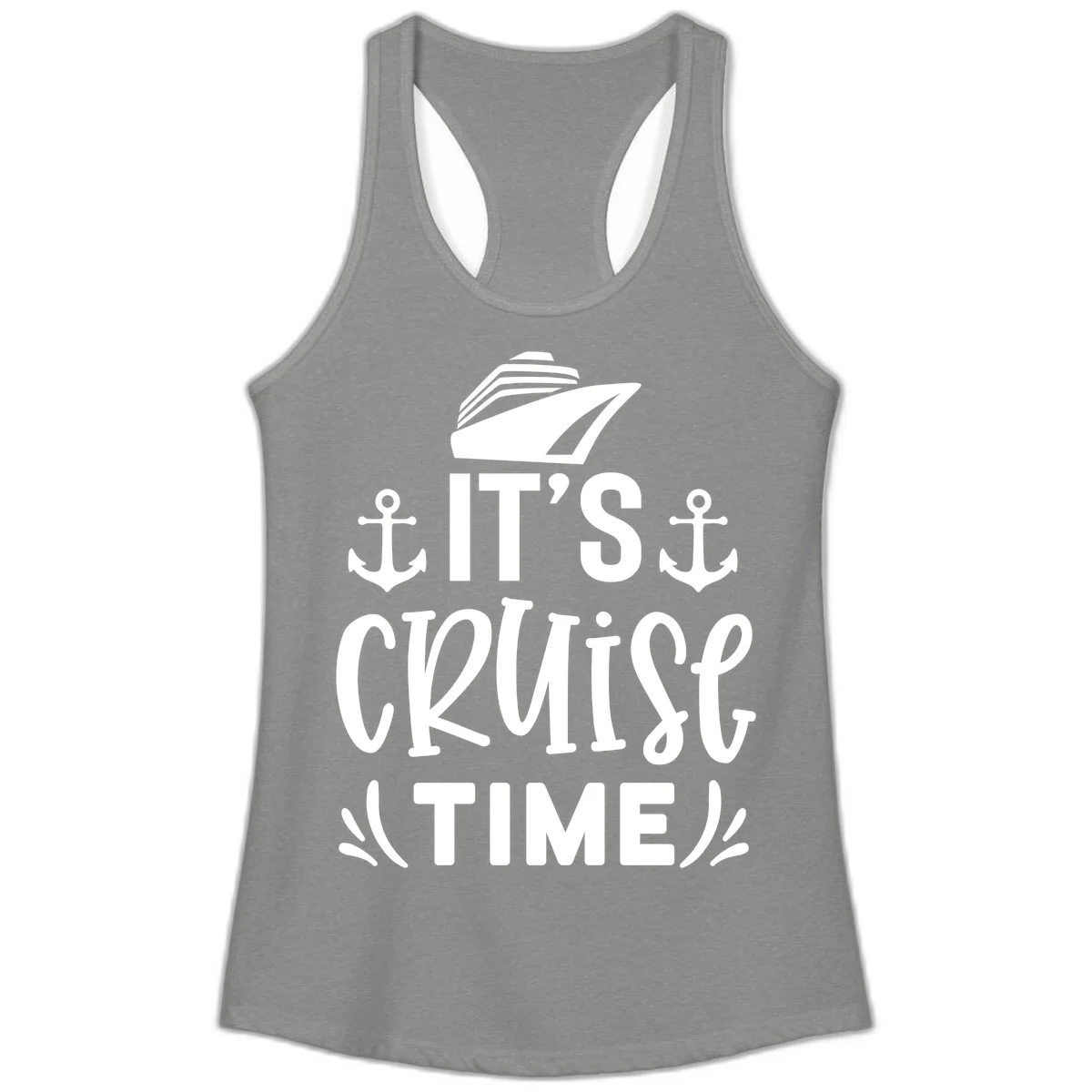 It's Cruise Time Nautical Anchor Ladies Tank in Heather Grey