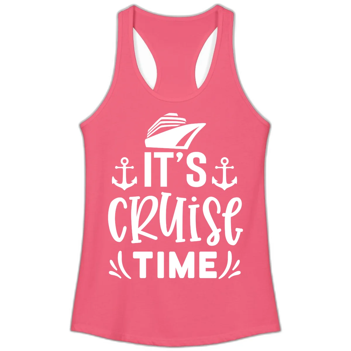 It's Cruise Time Nautical Anchor Ladies Tank in Hot Pink