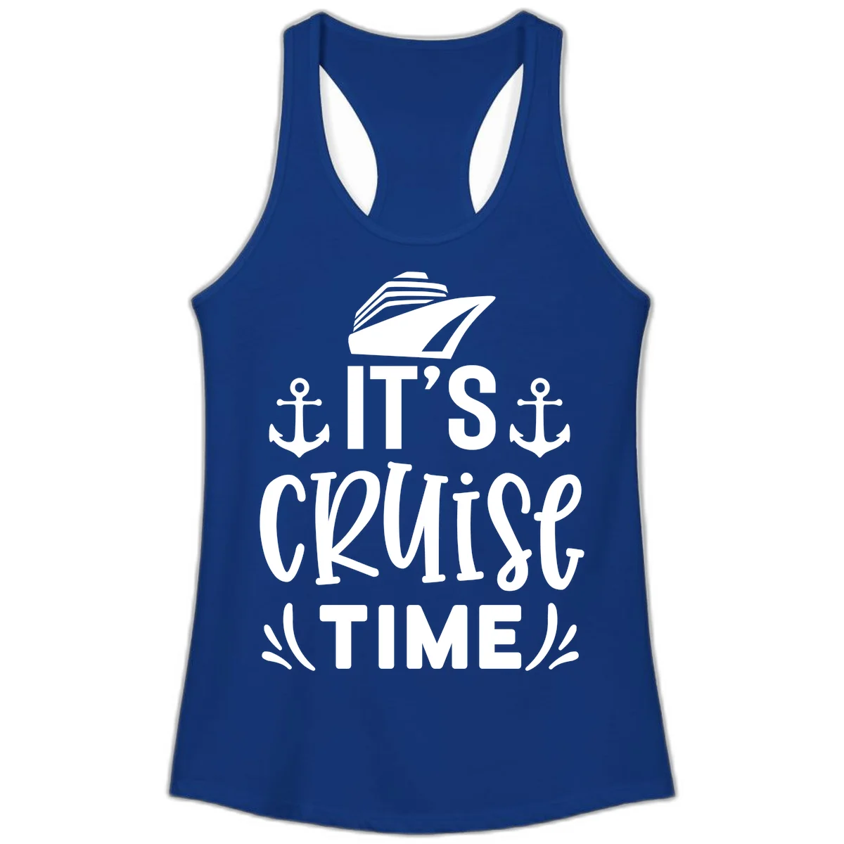 It's Cruise Time Nautical Anchor Ladies Tank in Solid Royal