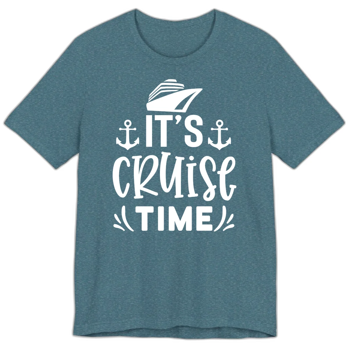 It's Cruise Time Nautical Anchor Premium T-Shirt in Heather Deep Teal