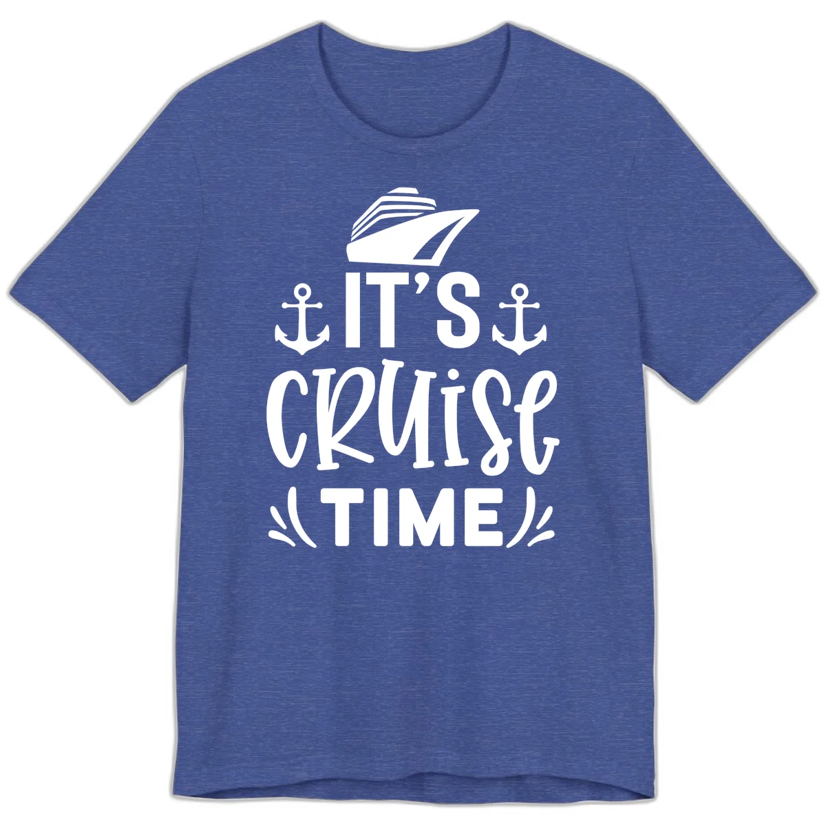 It's Cruise Time Nautical Anchor Premium T-Shirt in Heather True Royal