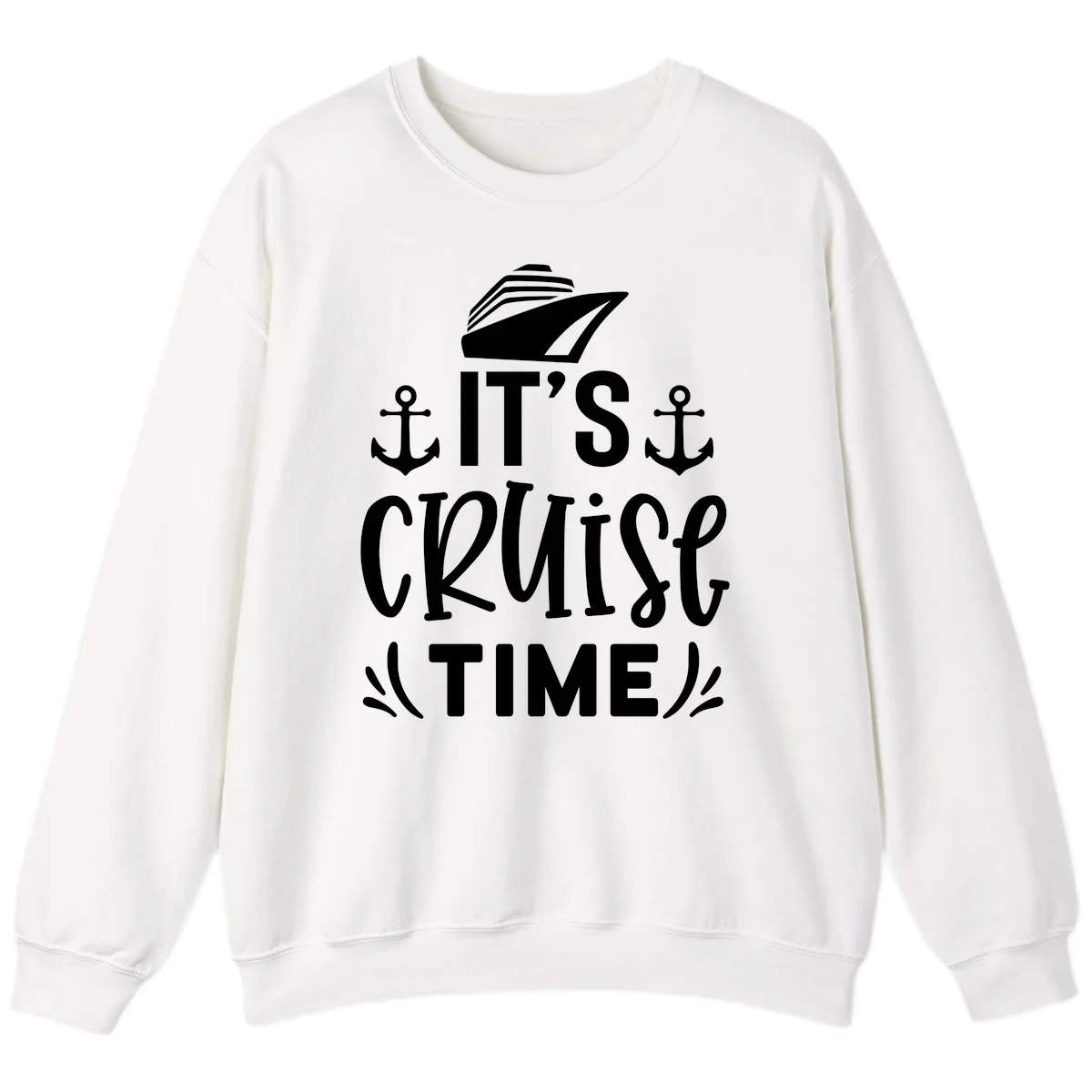 It's Cruise Time Nautical Anchor Sweatshirt in White