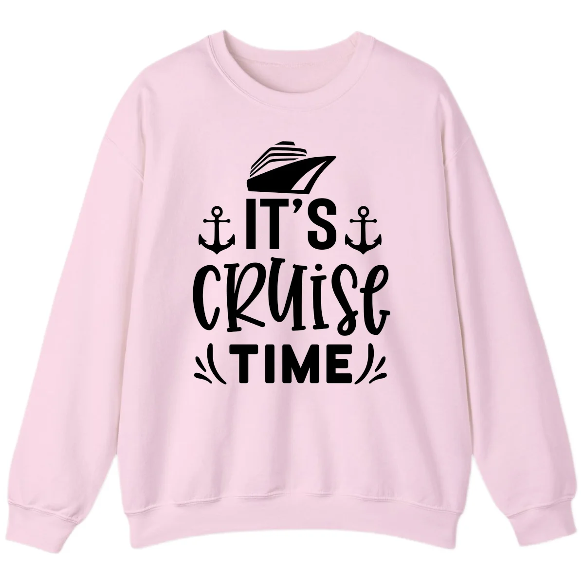 It's Cruise Time Nautical Anchor Sweatshirt in Light Pink