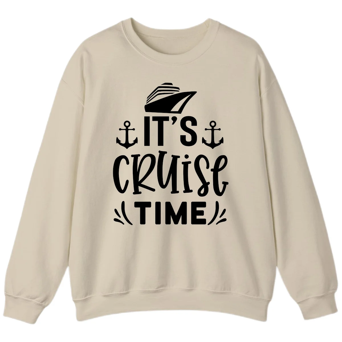 It's Cruise Time Nautical Anchor Sweatshirt in Sand