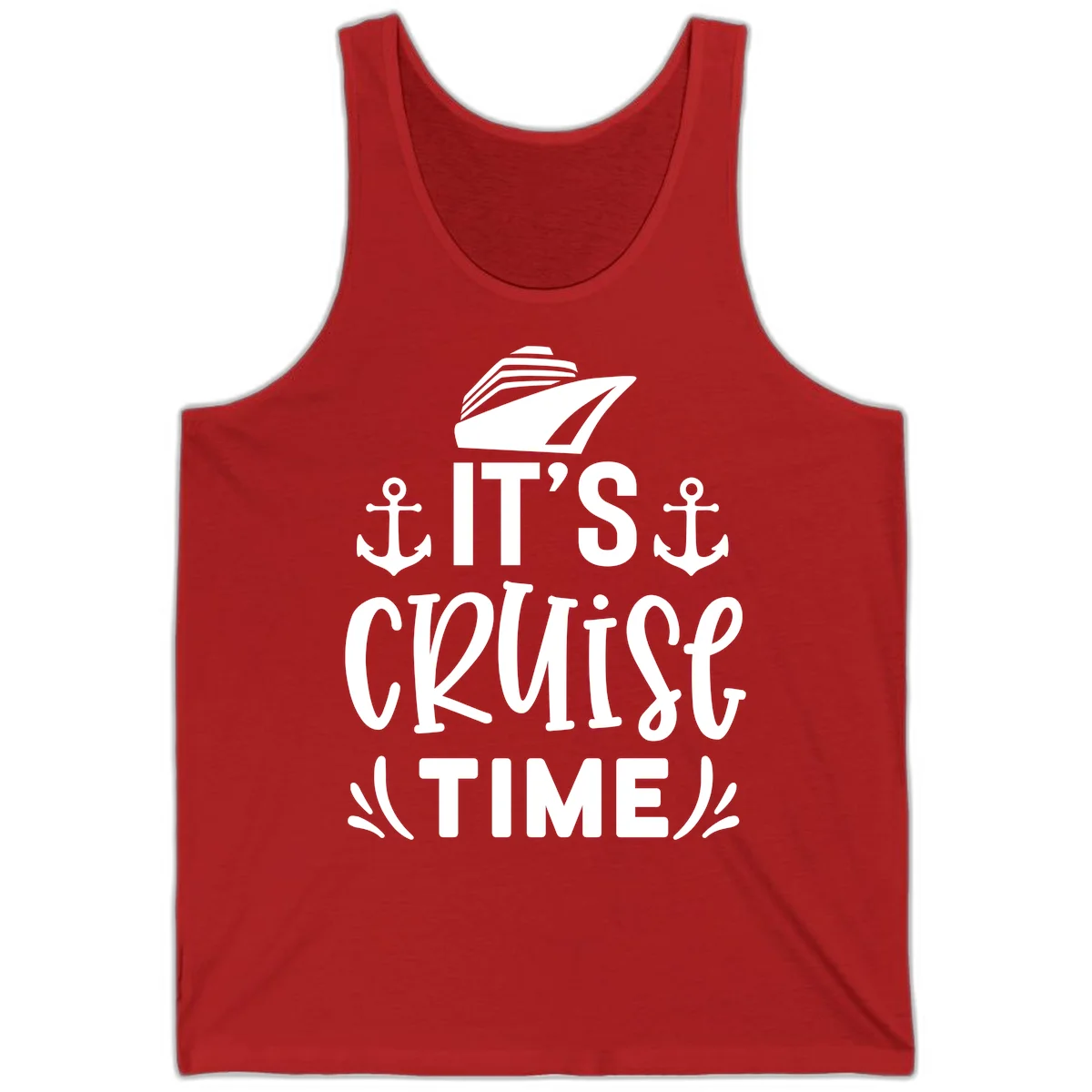 It's Cruise Time Nautical Anchor Tank in Red