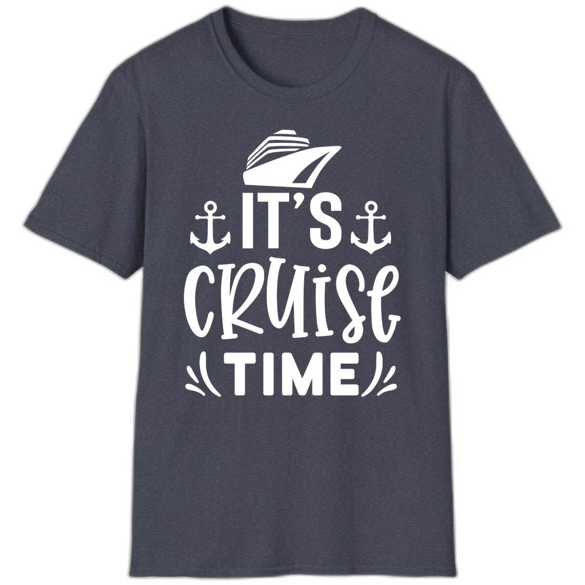 It's Cruise Time Nautical Anchor T-Shirt in Heather Navy