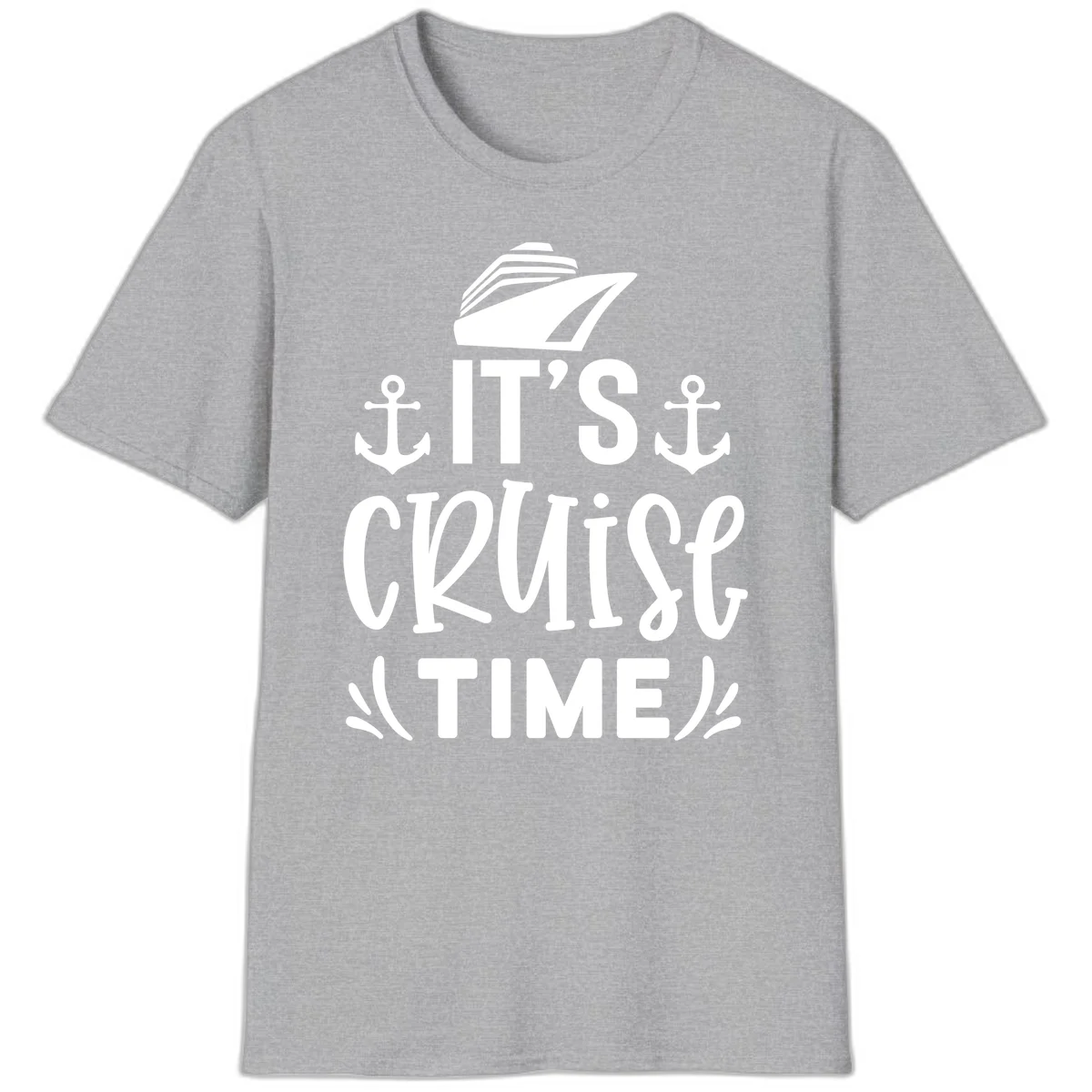 It's Cruise Time Nautical Anchor T-Shirt in Sport Grey