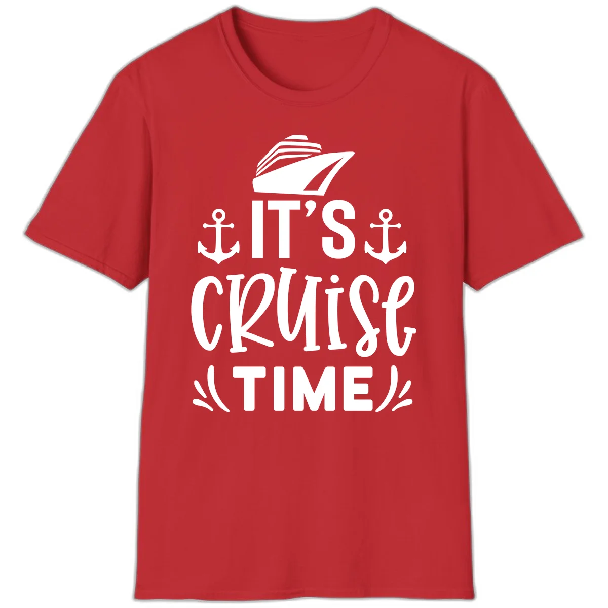 It's Cruise Time Nautical Anchor T-Shirt in Red