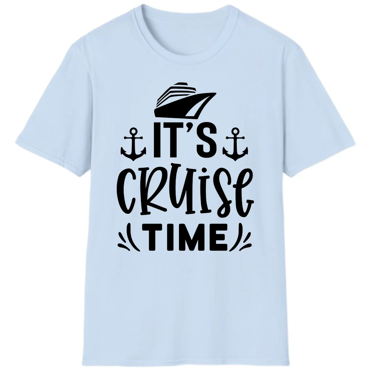It's Cruise Time Nautical Anchor T-Shirt in Light Blue
