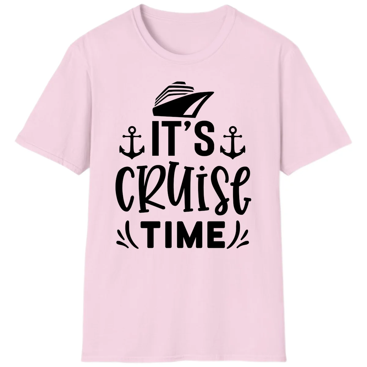 It's Cruise Time Nautical Anchor T-Shirt in Light Pink