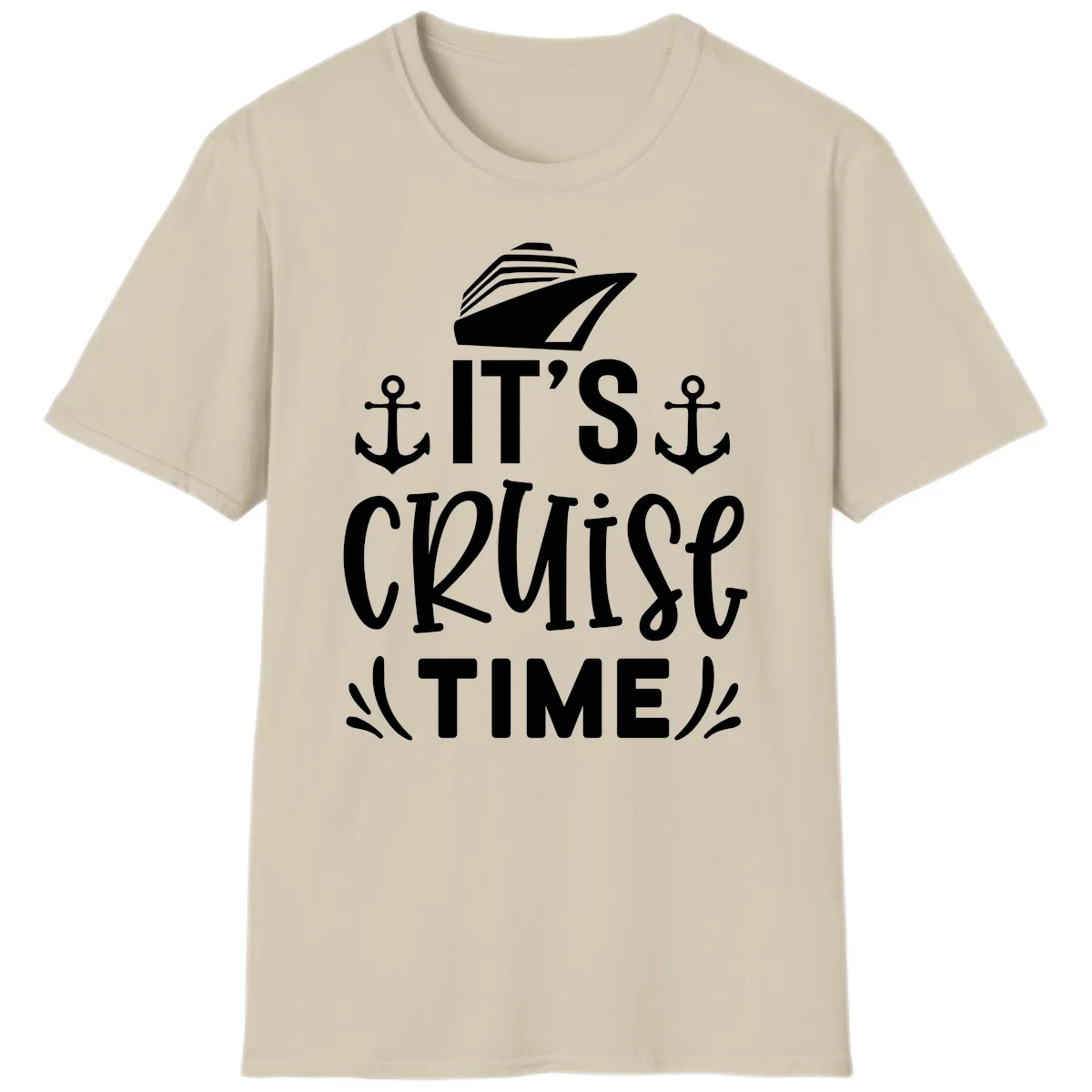 It's Cruise Time Nautical Anchor T-Shirt in Sand
