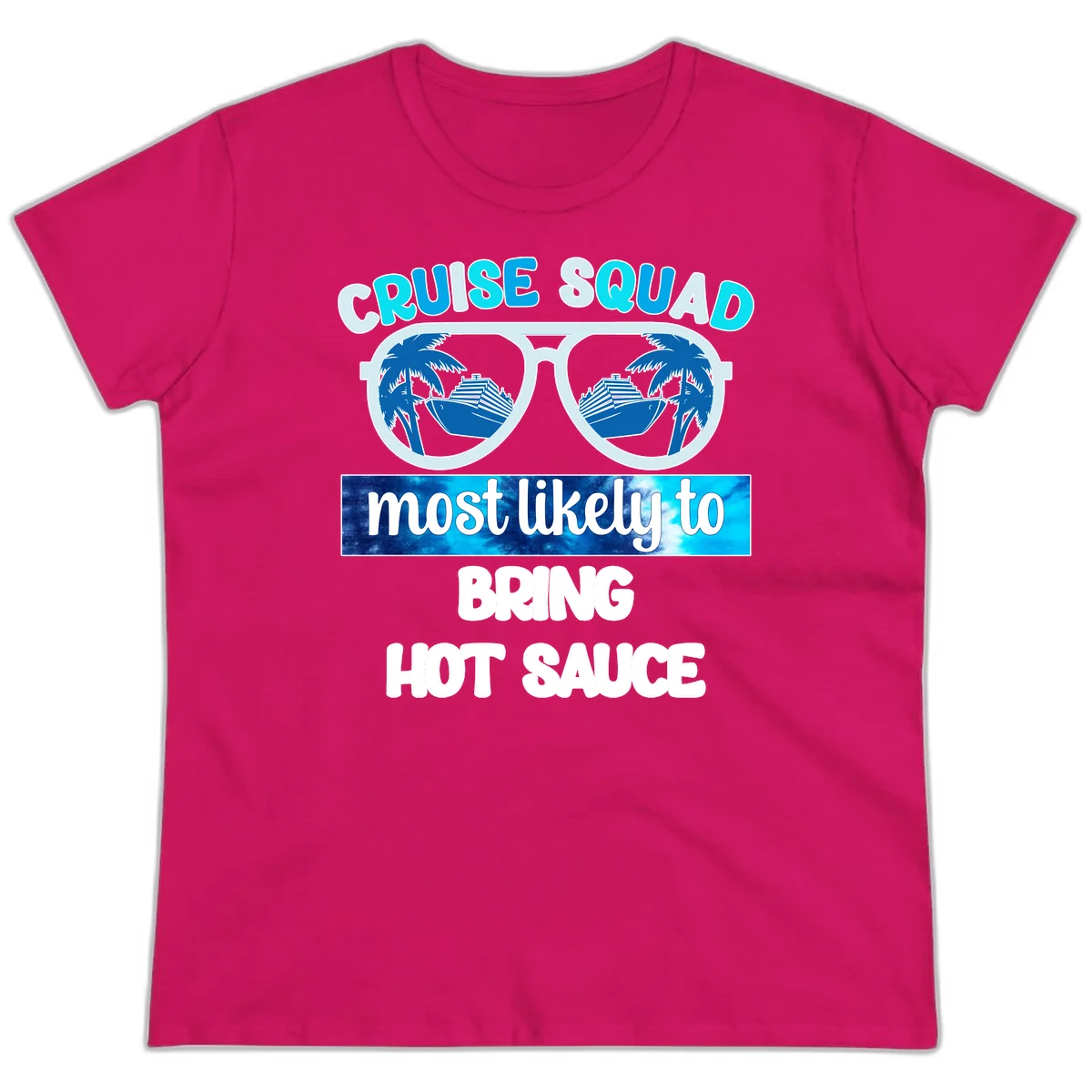 Cruise Squad Hot Sauce Ladies Tee in Heliconia
