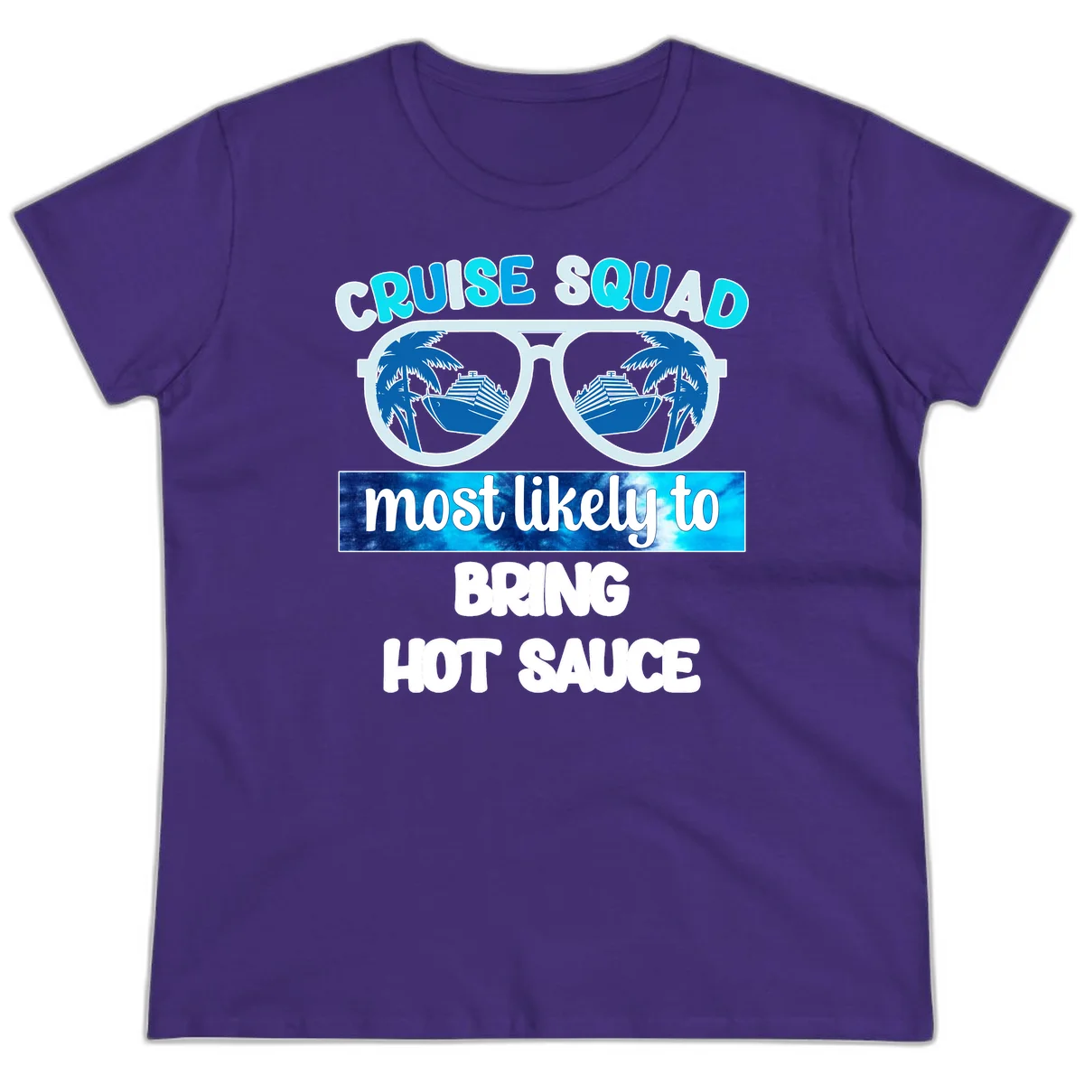 Cruise Squad Hot Sauce Ladies Tee in Purple