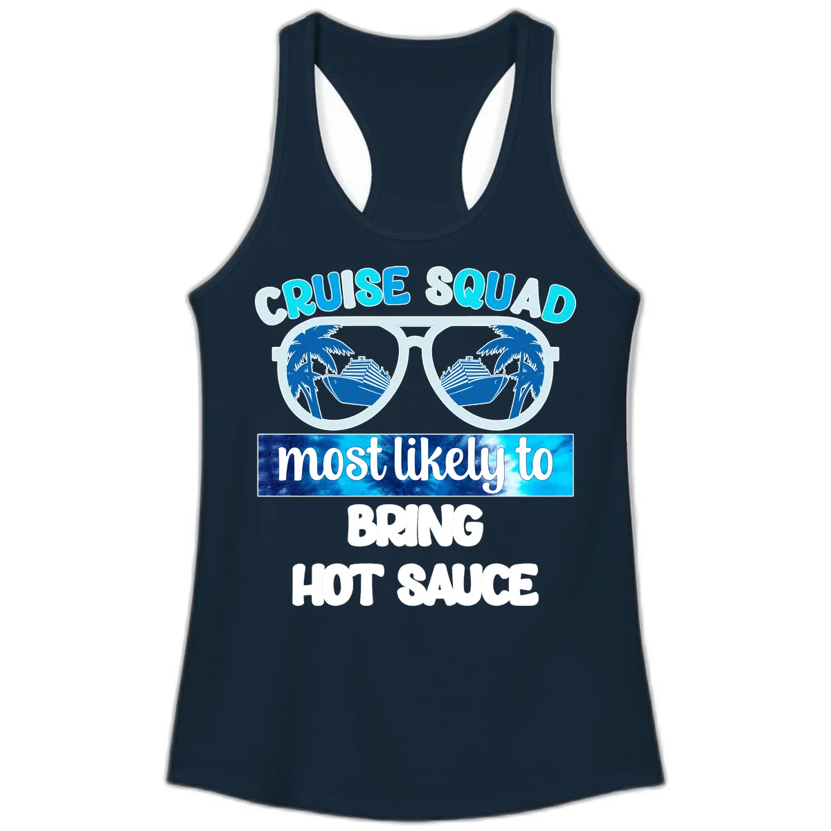 Cruise Squad Hot Sauce Ladies Tank in Solid Midnight Navy