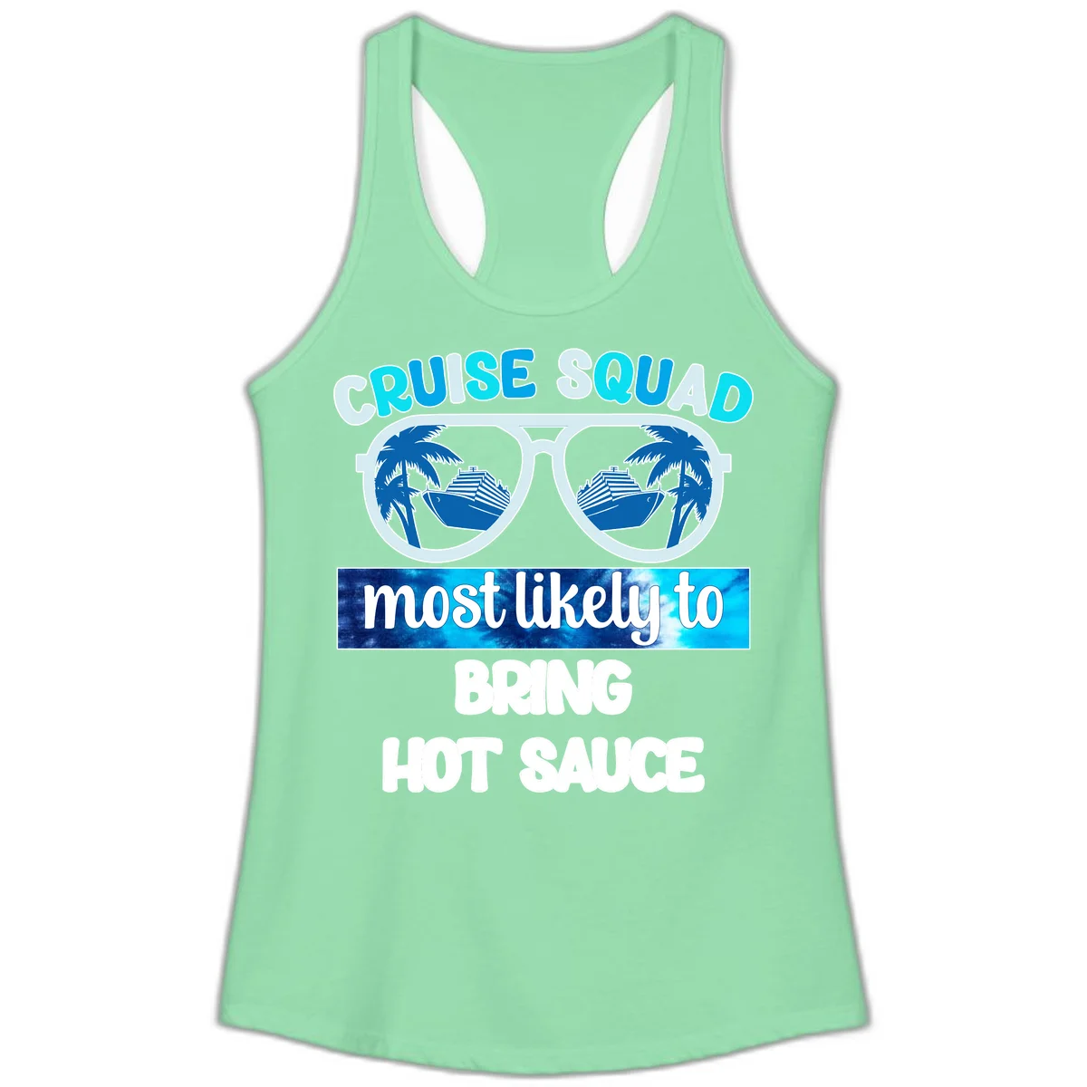 Cruise Squad Hot Sauce Ladies Tank in Solid Mint