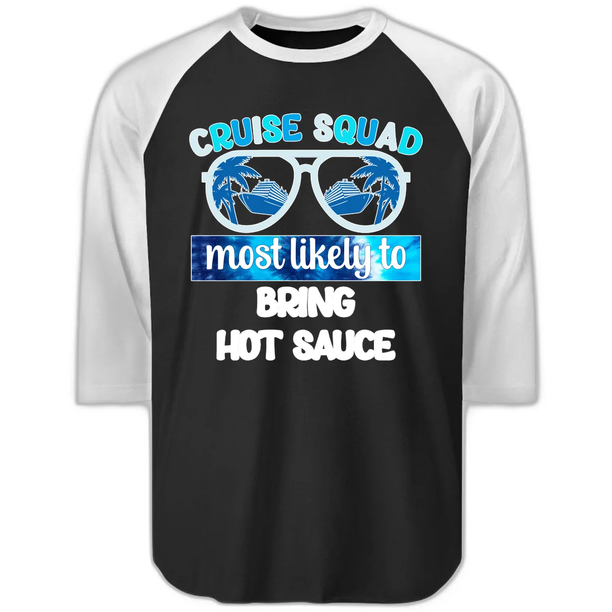 Cruise Squad Hot Sauce Raglan 3/4 Tee in Black White