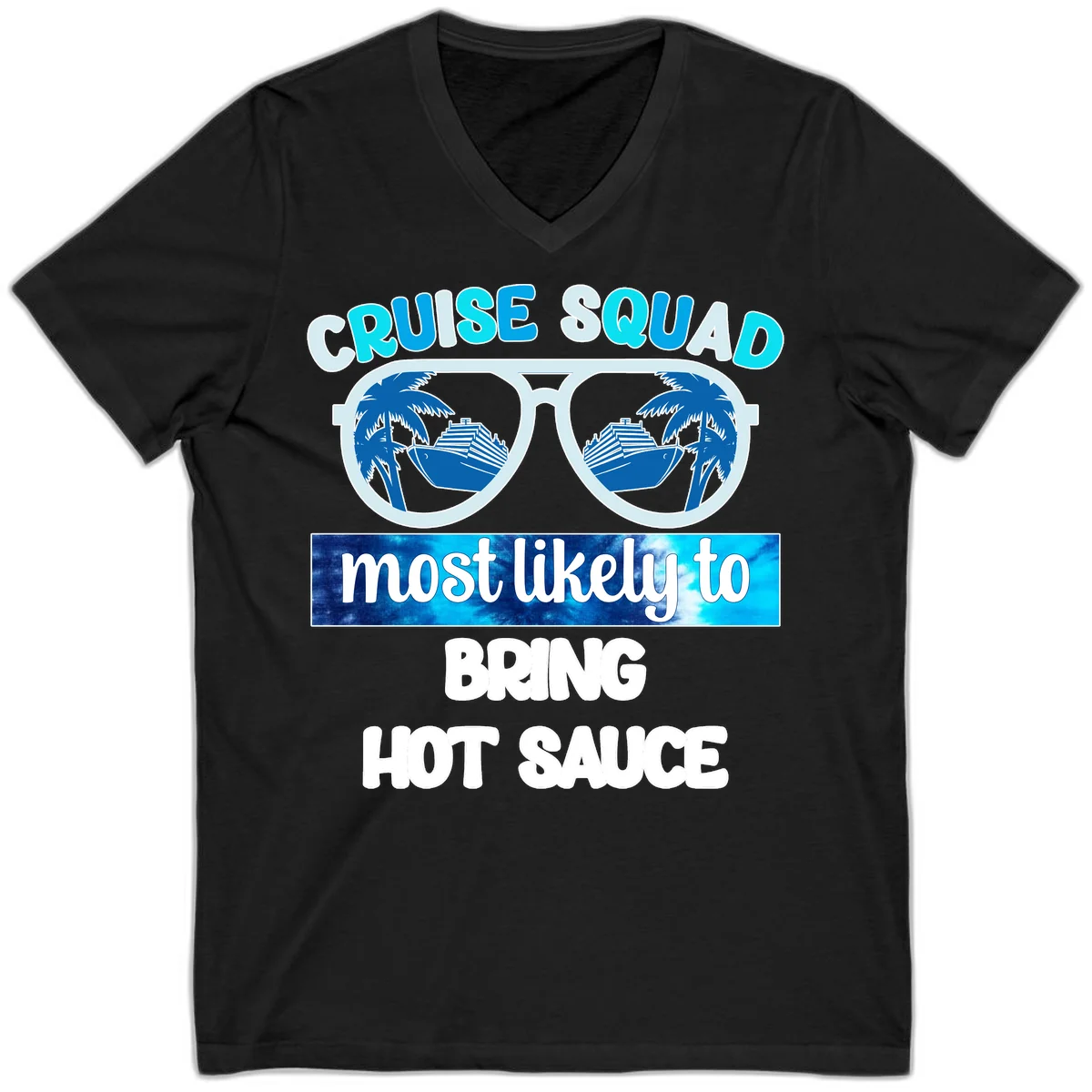 Cruise Squad Hot Sauce V-Neck Tee in Black