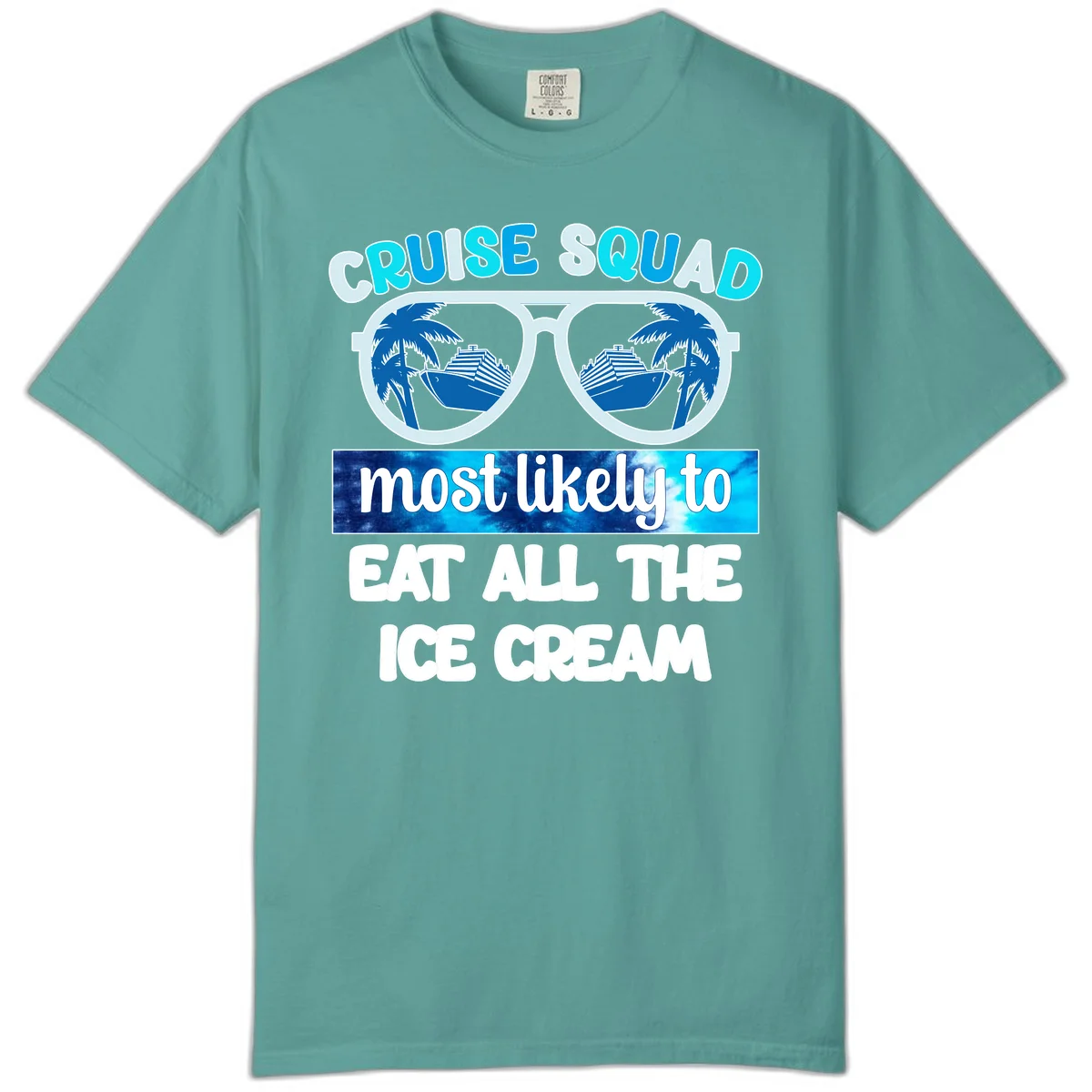 Cruise Squad Ice Cream Sunglasses Comfort Color in Seafoam