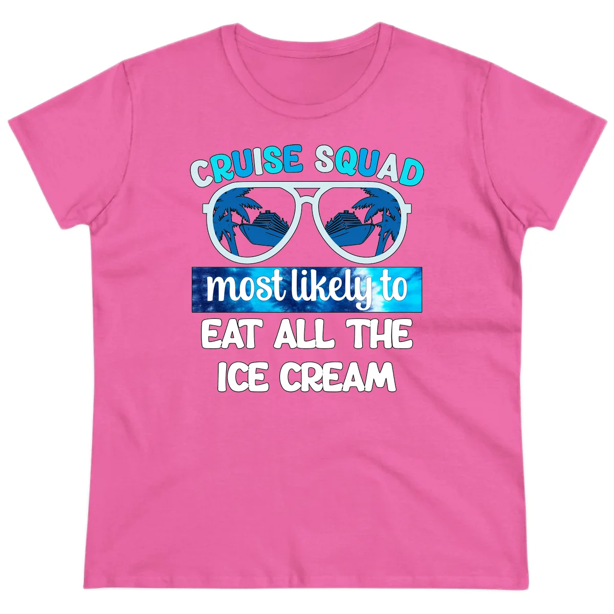 Cruise Squad Ice Cream Sunglasses Ladies Tee in Azalea