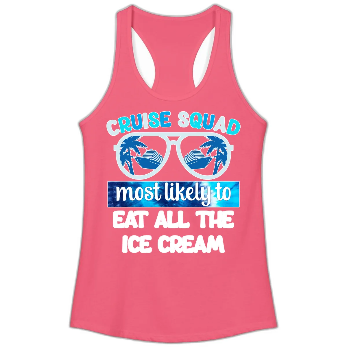 Cruise Squad Ice Cream Sunglasses Ladies Tank in Hot Pink