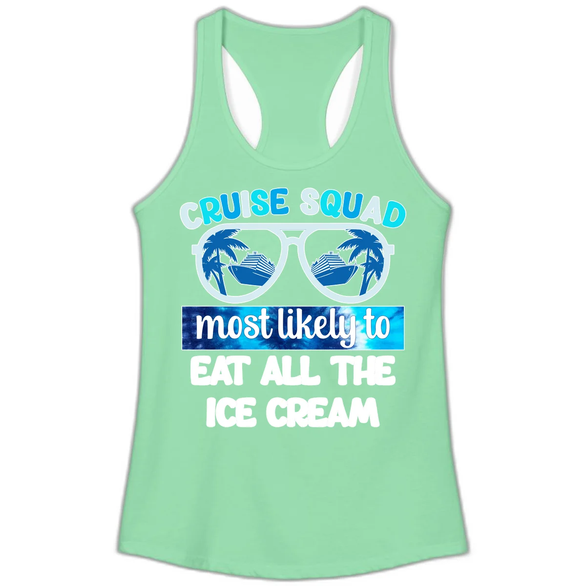 Cruise Squad Ice Cream Sunglasses Ladies Tank in Solid Mint