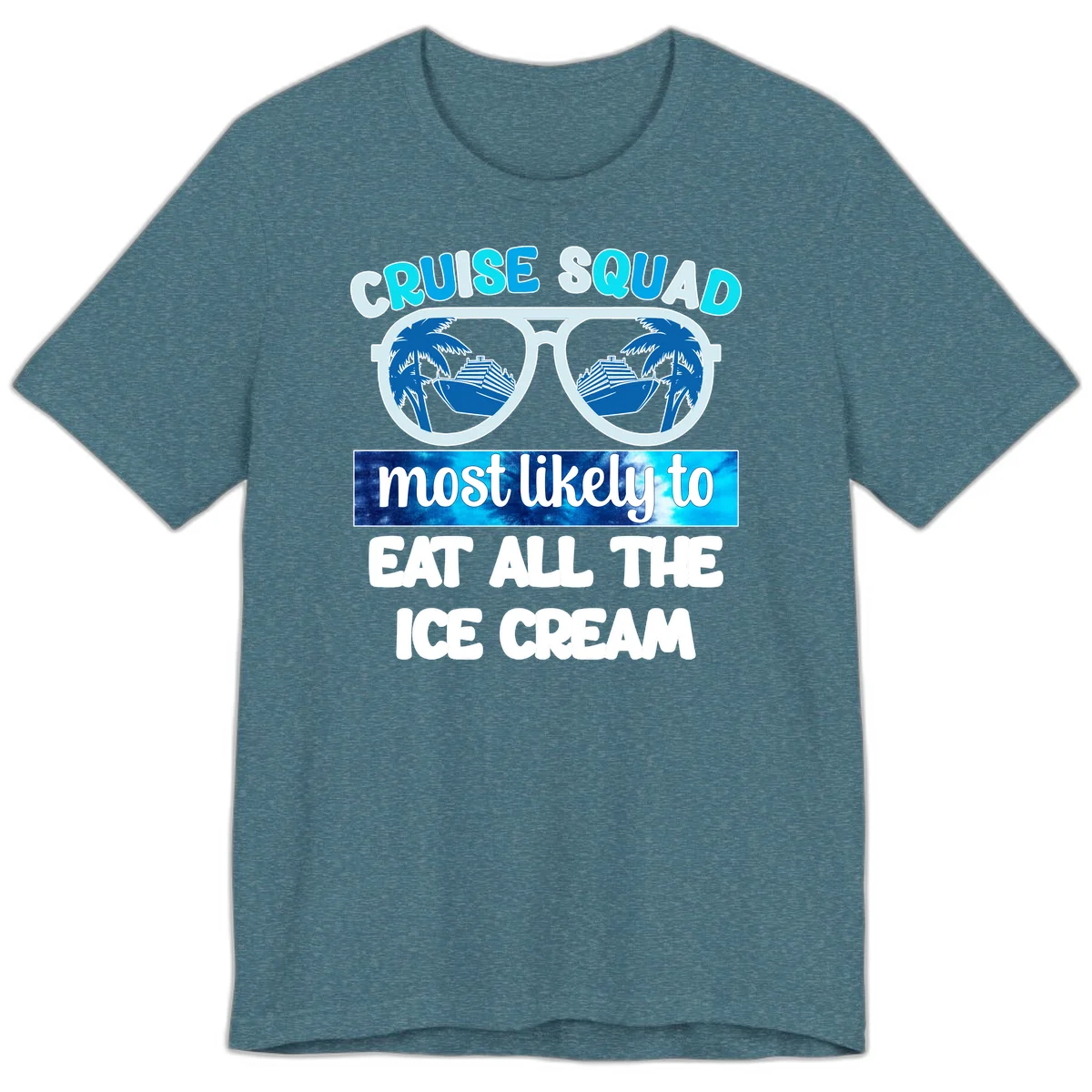 Cruise Squad Ice Cream Sunglasses Premium T-Shirt in Heather Deep Teal
