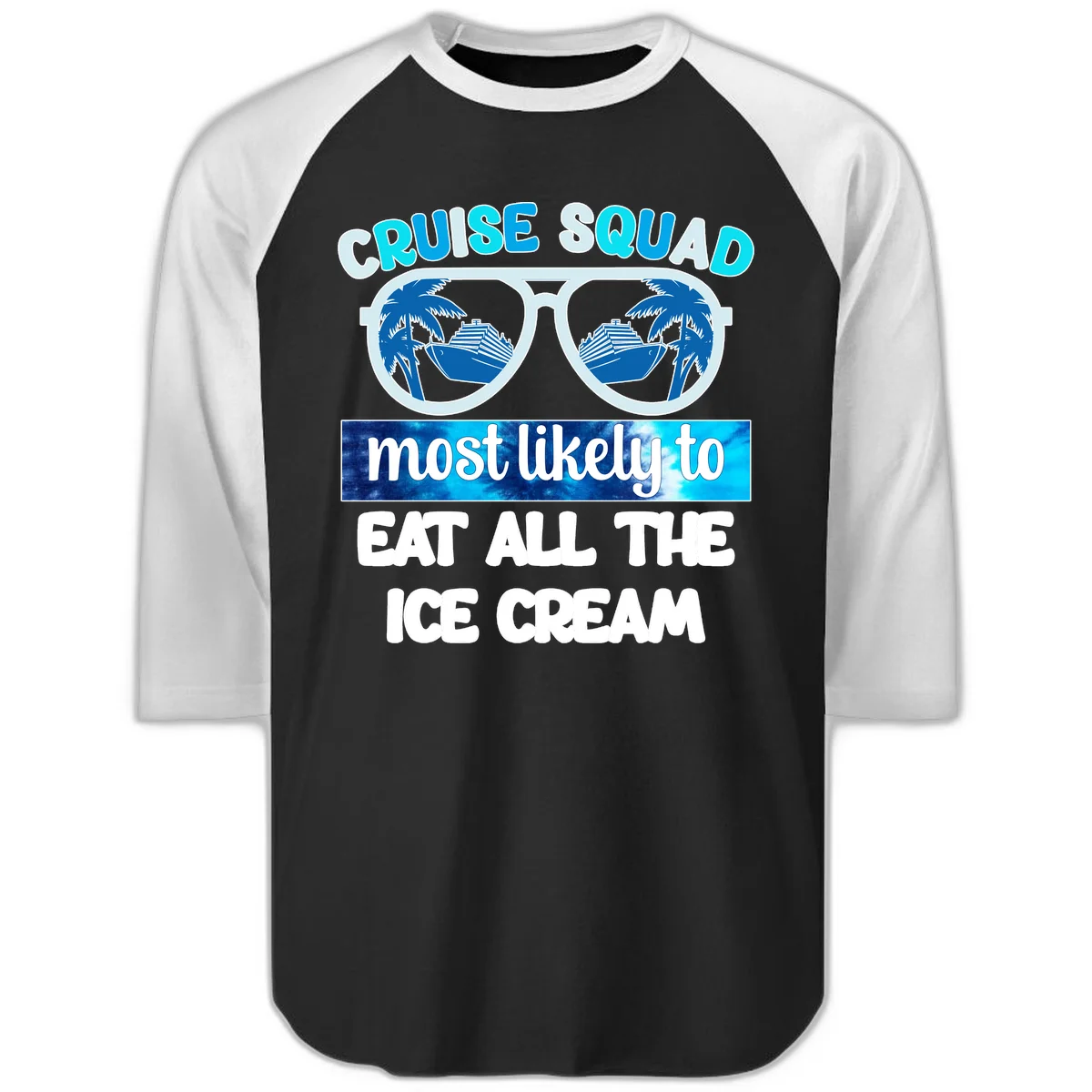 Cruise Squad Ice Cream Sunglasses Raglan 3/4 in Black White