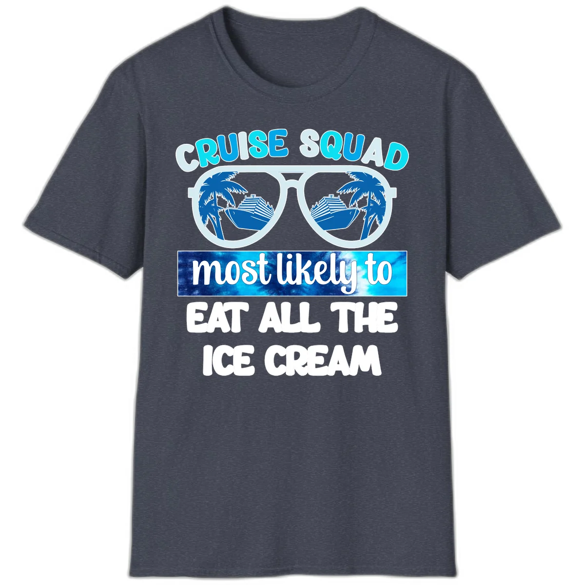 Cruise Squad Ice Cream Sunglasses T-Shirt in Heather Navy