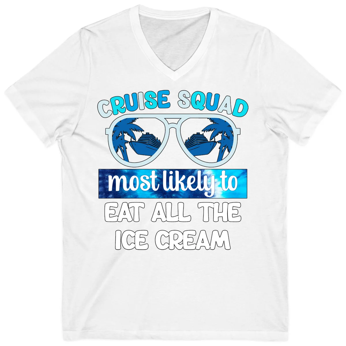 Cruise Squad Ice Cream Sunglasses V-Neck in White