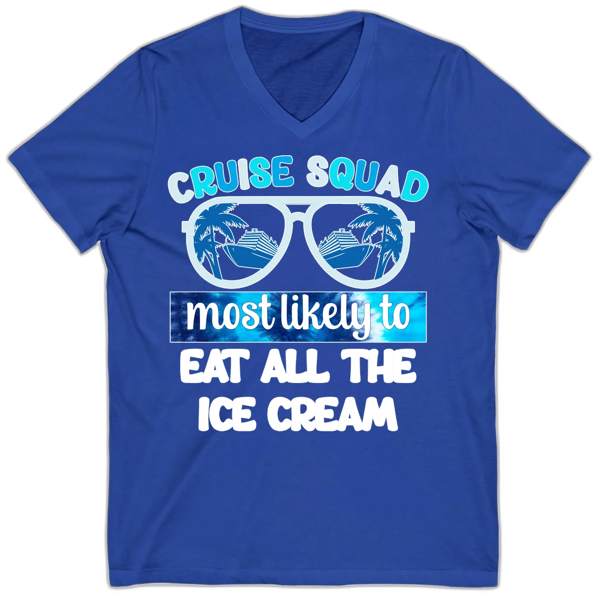 Cruise Squad Ice Cream Sunglasses V-Neck in True Royal