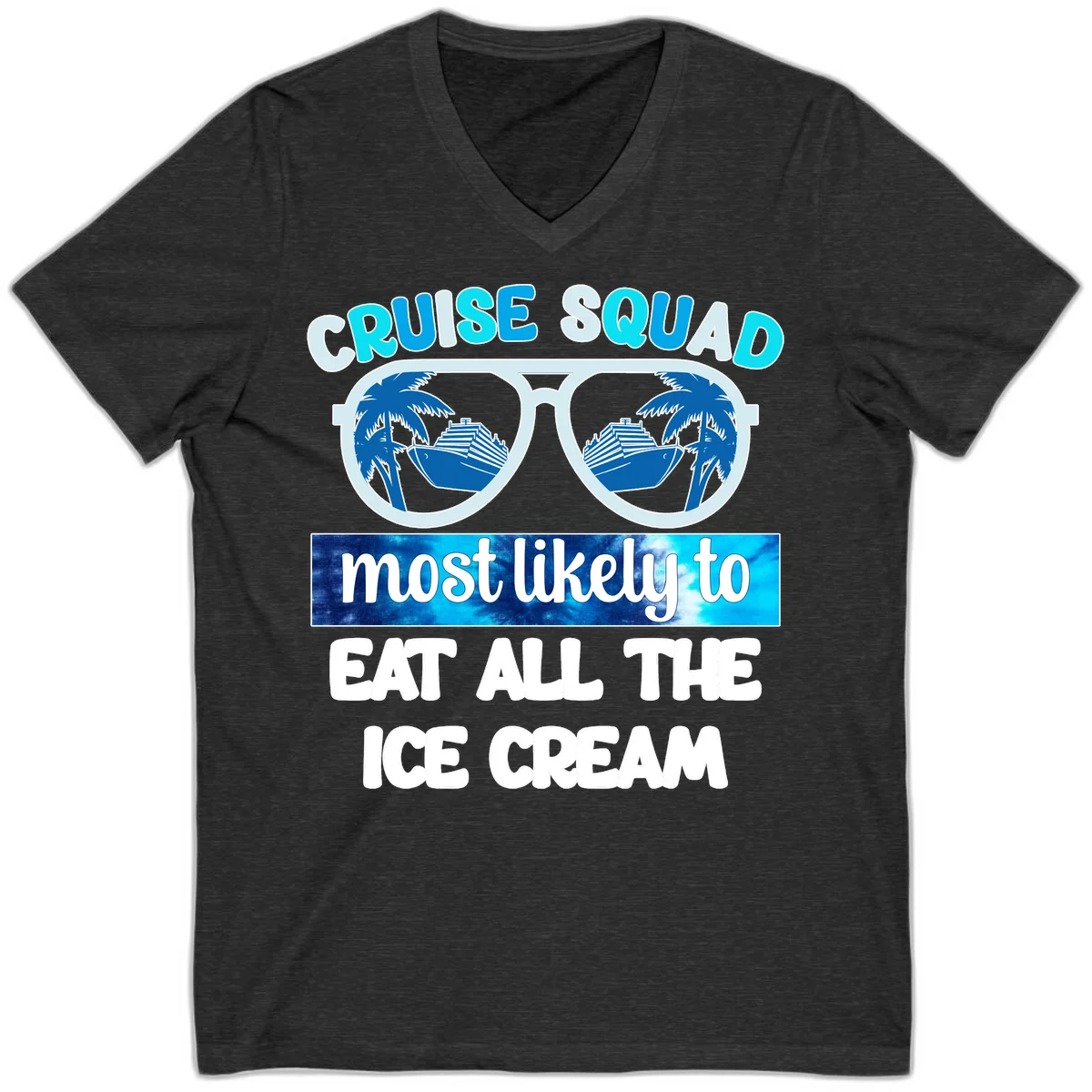 Cruise Squad Ice Cream Sunglasses V-Neck in Dark Grey Heather