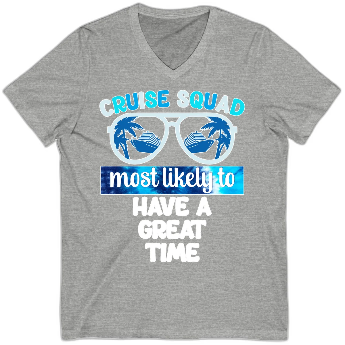 Cruise Squad Most Likely Great Time V-Neck in Athletic Heather