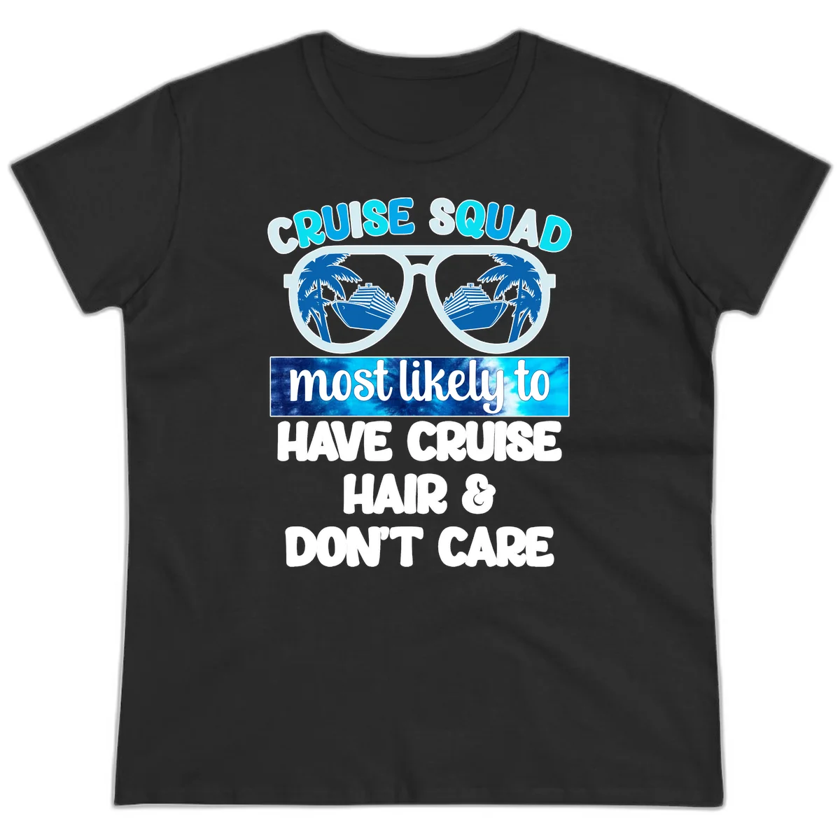 Cruise Squad Sunglasses Reflection Ladies Tee in Black
