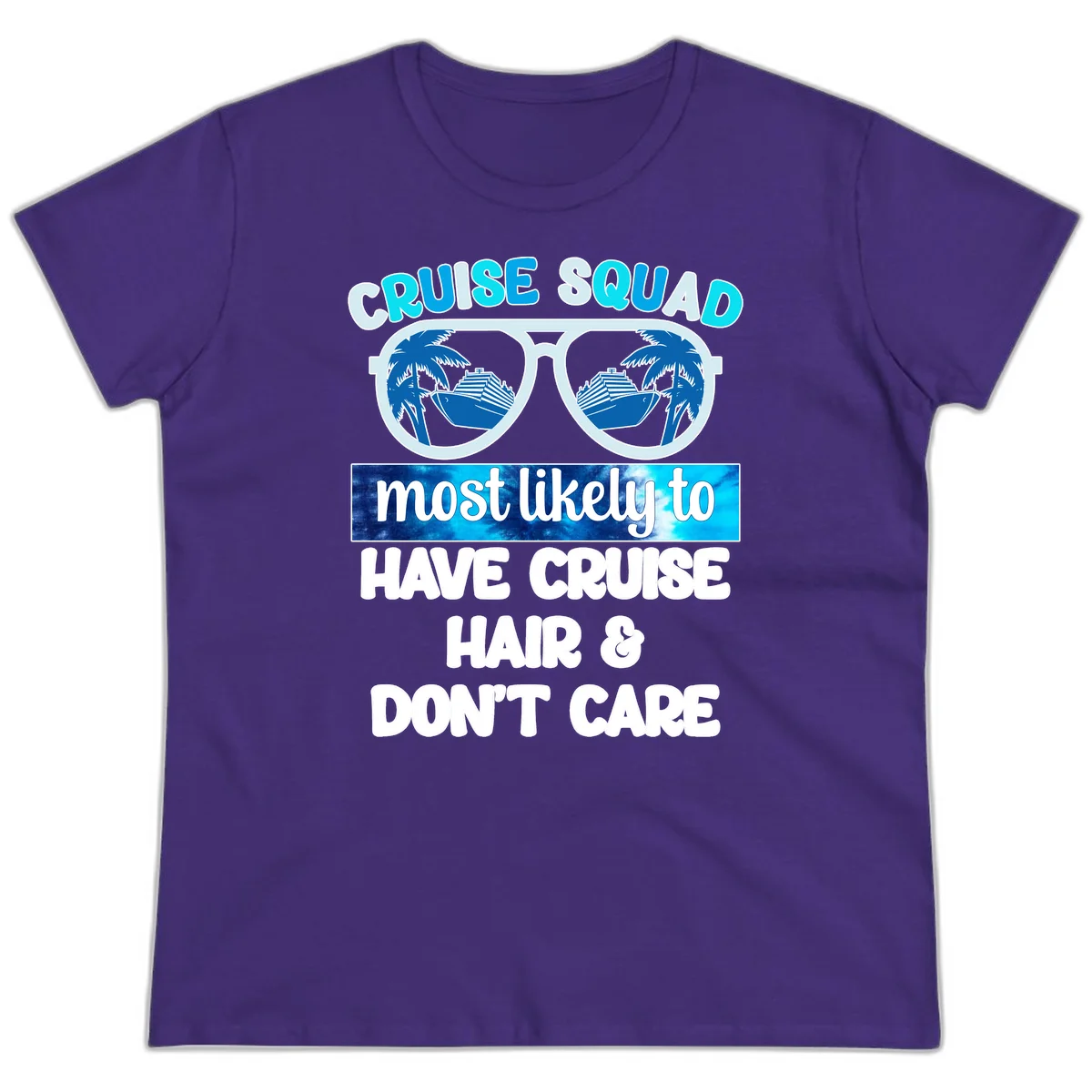Cruise Squad Sunglasses Reflection Ladies Tee in Purple