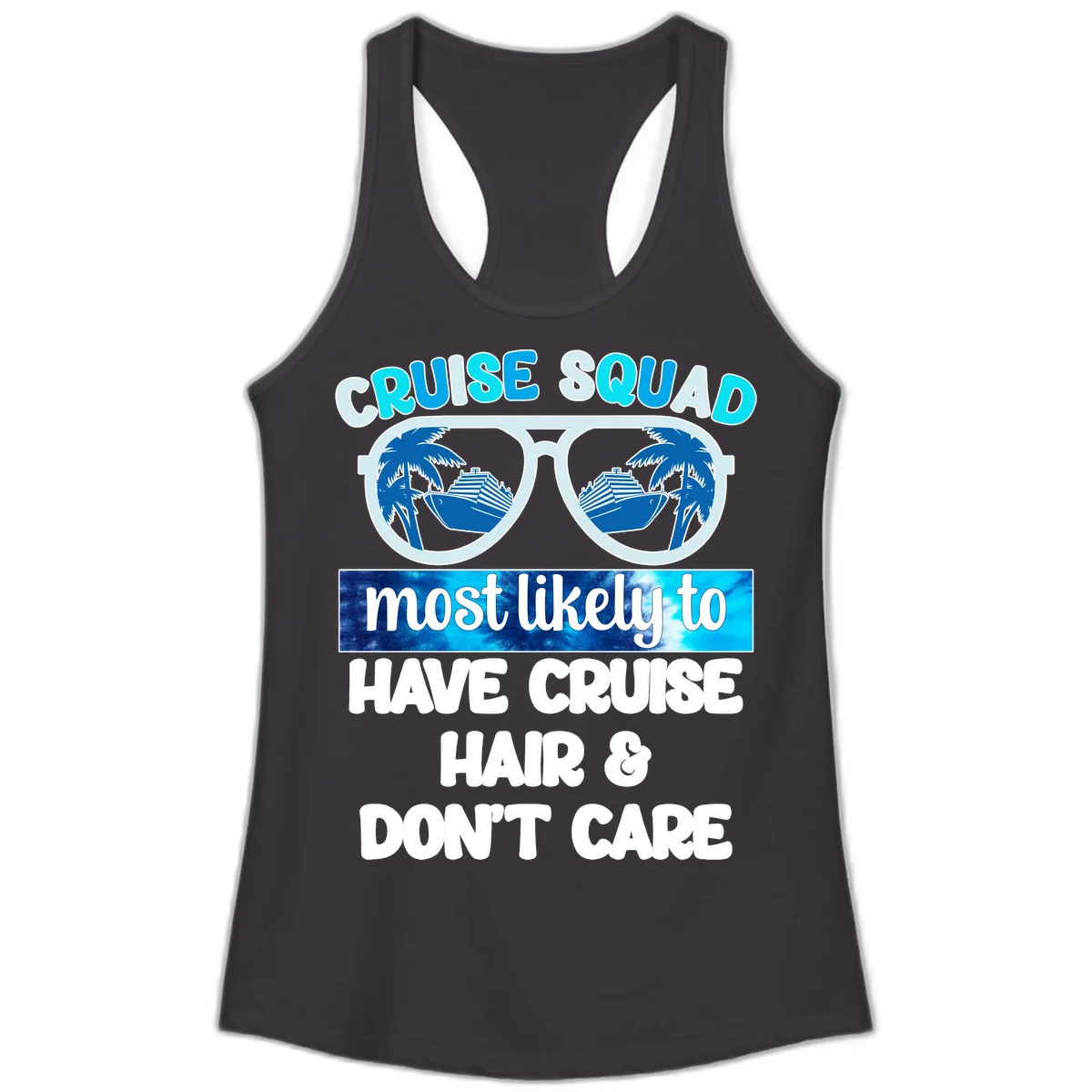 Cruise Squad Sunglasses Reflection Ladies Tank in Black
