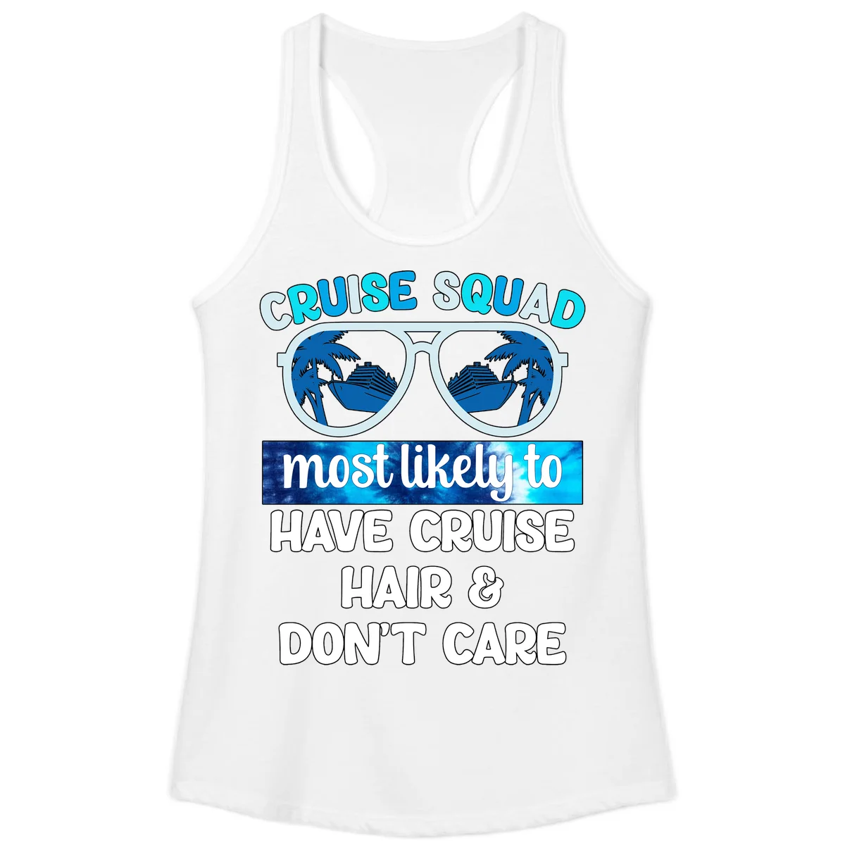 Cruise Squad Sunglasses Reflection Ladies Tank in White