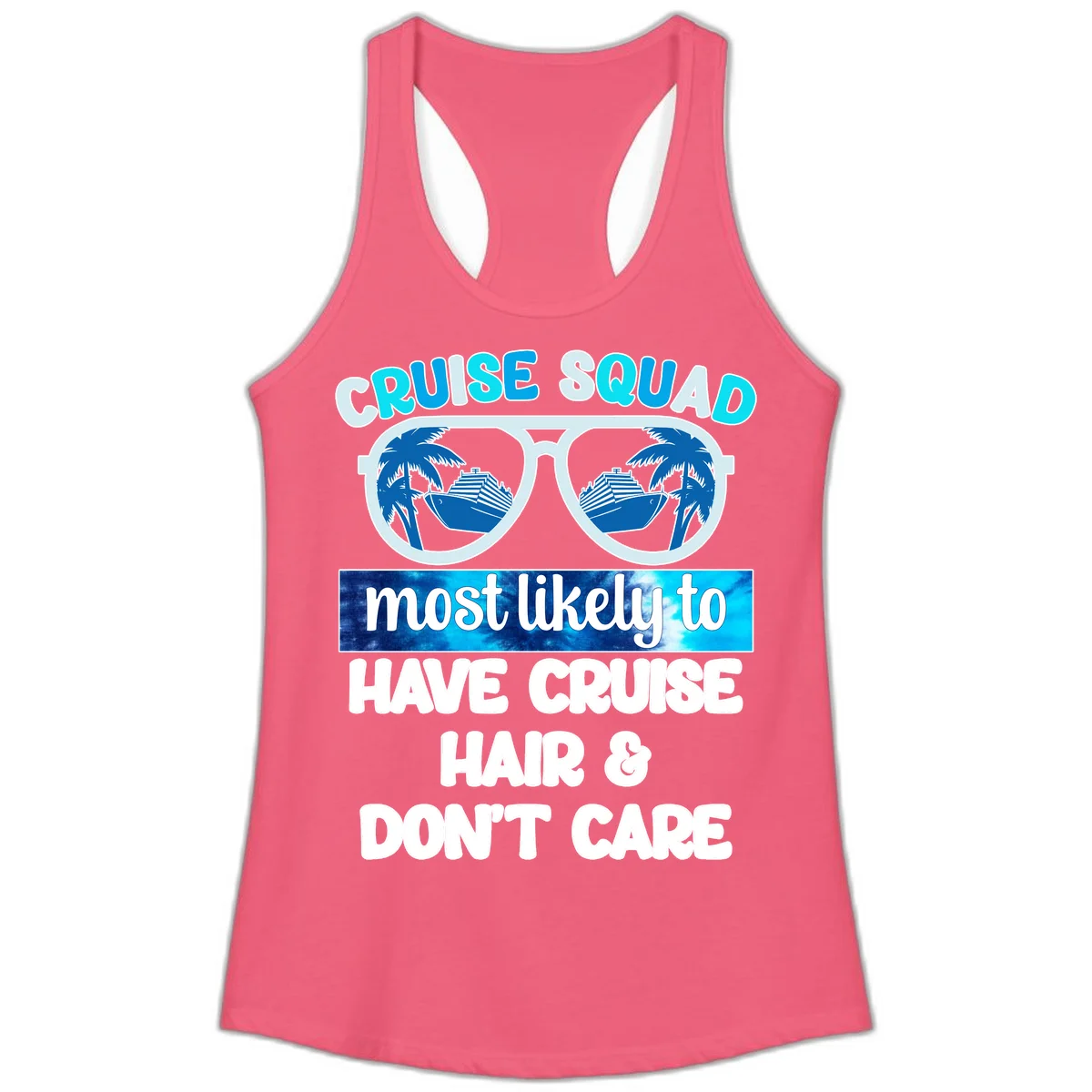 Cruise Squad Sunglasses Reflection Ladies Tank in Hot Pink